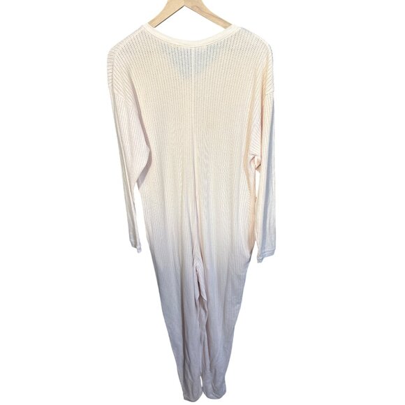 Victorias Secret Womens Pink Long Johns Romper Size M 100% Cotton Button-Front - Picture 2 of 5